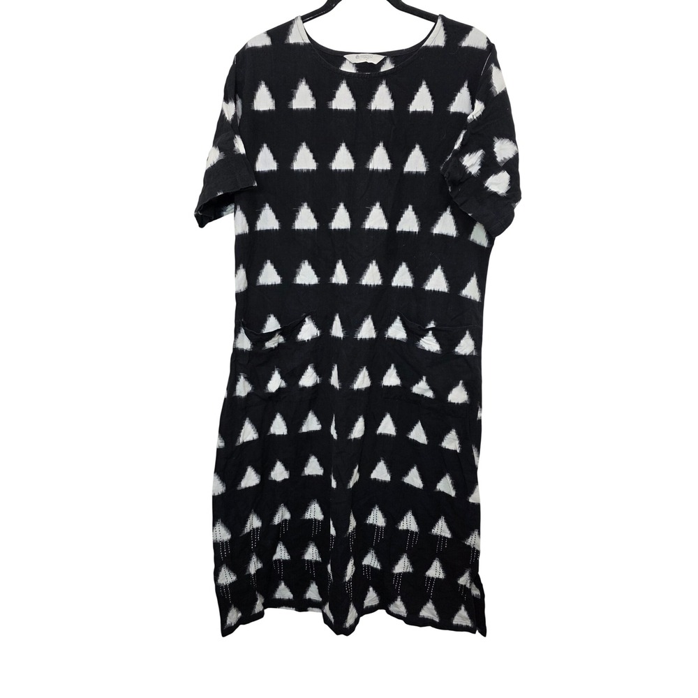 Marketplace Handwork of India Dress Womens M Black Ikat Triangle Cotton Sahara